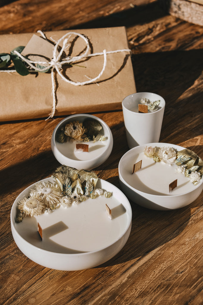 bougie fleurie de noël parfumée organic cocoon fleurs séchées édition limitée