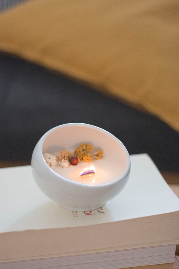 bougie florale décoration intérieur vanille organic cocoon