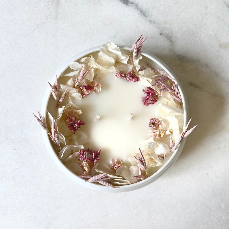 bougie fleurie fleurs séchées parfumée sakura organic cocoon trésor cadeau femme original