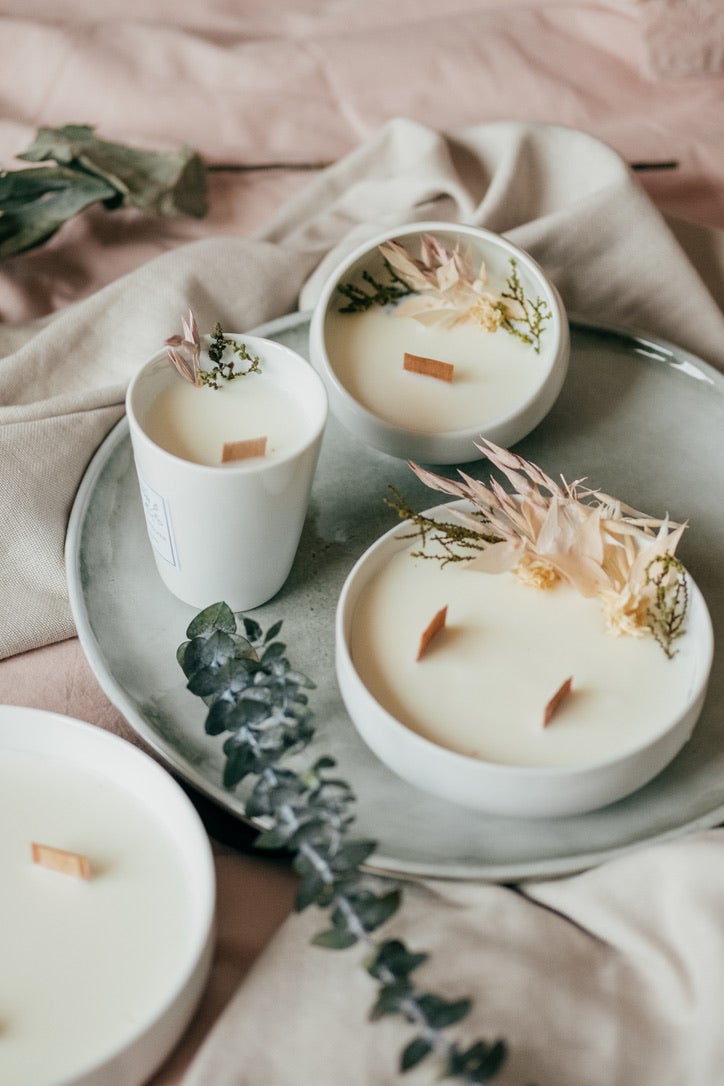 petite bougie florale fleurs séchées parfumée à la figue organic cocoon