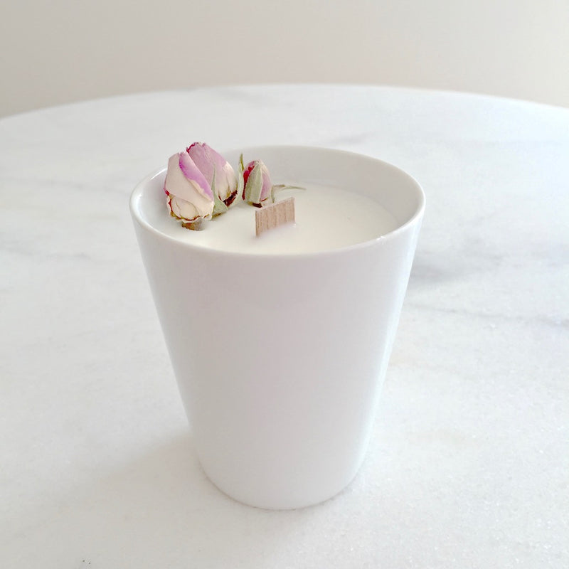 Bougie Fleurie à la Rose - Petite - Flower Candle - Dried Flowers - Bougie Fleurie - Bougie Bio Vegan - Bougie Paris Organic Cocoon