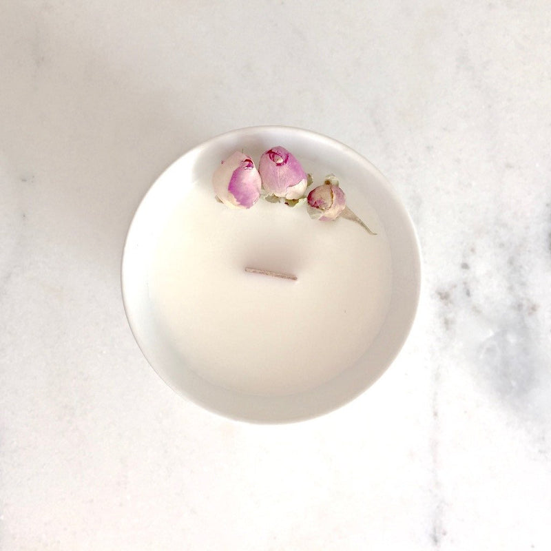 Bougie Fleurie à la Rose - Petite - Organic Cocoon - Bougie Vegan - Bougie Bio - Made In France - Bougie Fleurie - Candle Flower - Vegan Candle