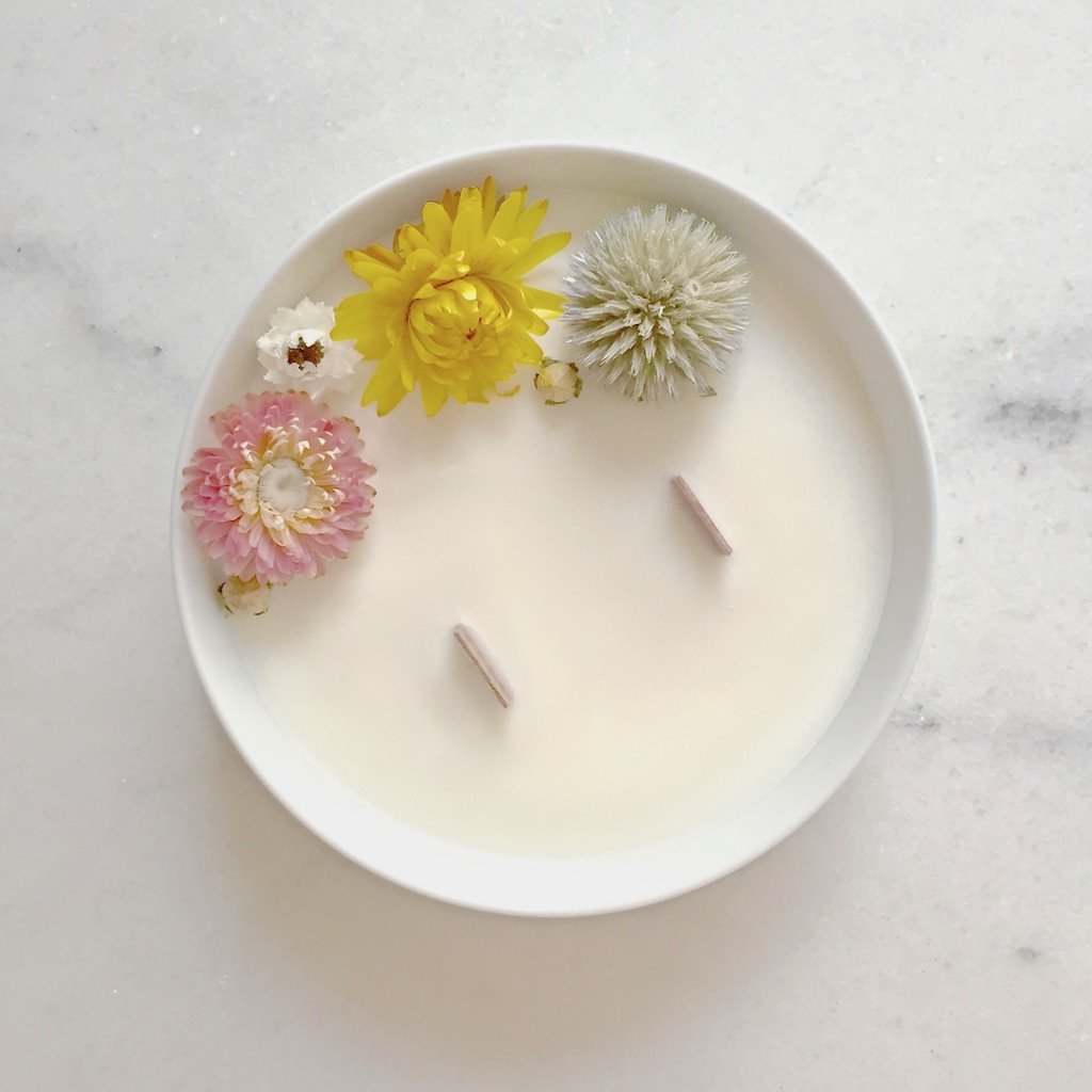 Bougie Fleurie au Gingembre - Moyenne - Organic Cocoon - Bougie Vegan - Bougie Bio - Made In France - Bougie Fleurie - Candle Flower - Vegan Candle