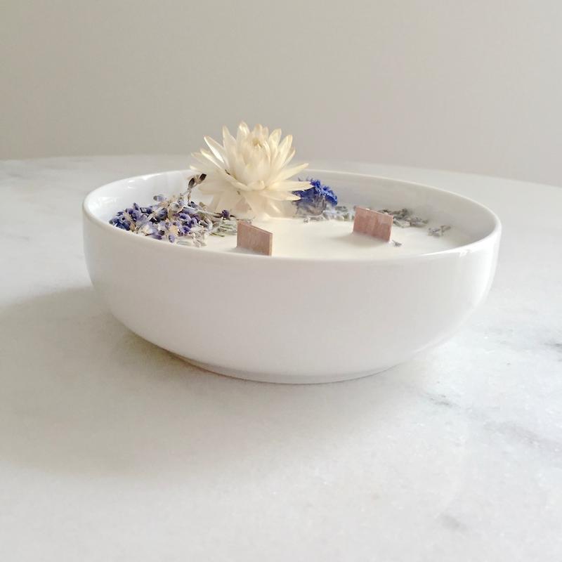 Bougie Fleurie à la Lavande - Moyenne - Flower Candle - Dried Flowers - Bougie Fleurie - Bougie Bio Vegan - Bougie Paris Organic Cocoon