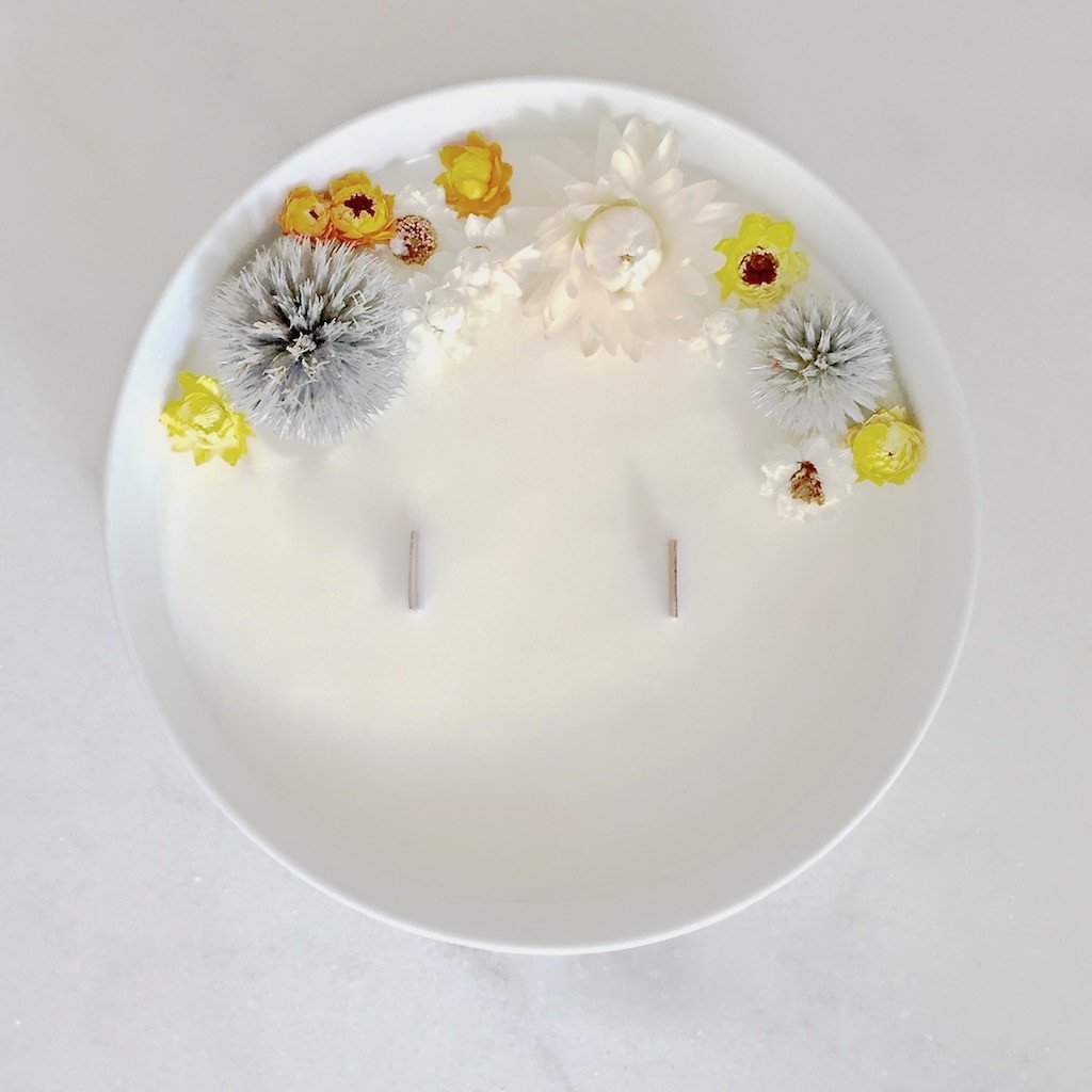 Bougie Fleurie à la Menthe Organic Cocoon Bougie Vegan - Bougie Bio - Made In France - Bougie Fleurie - Candle Flower - Vegan Candle