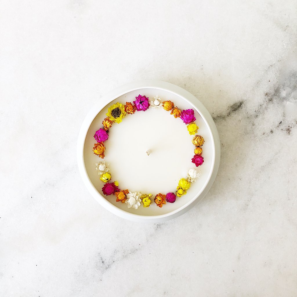 bougie fleurie fleurs séchées organic cocoon paris frangipanier aromathérapie créateur français vegan candle