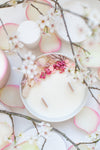 bougie florale fleurs séchées sakura japonais organic cocoon maison de bien-être vegan