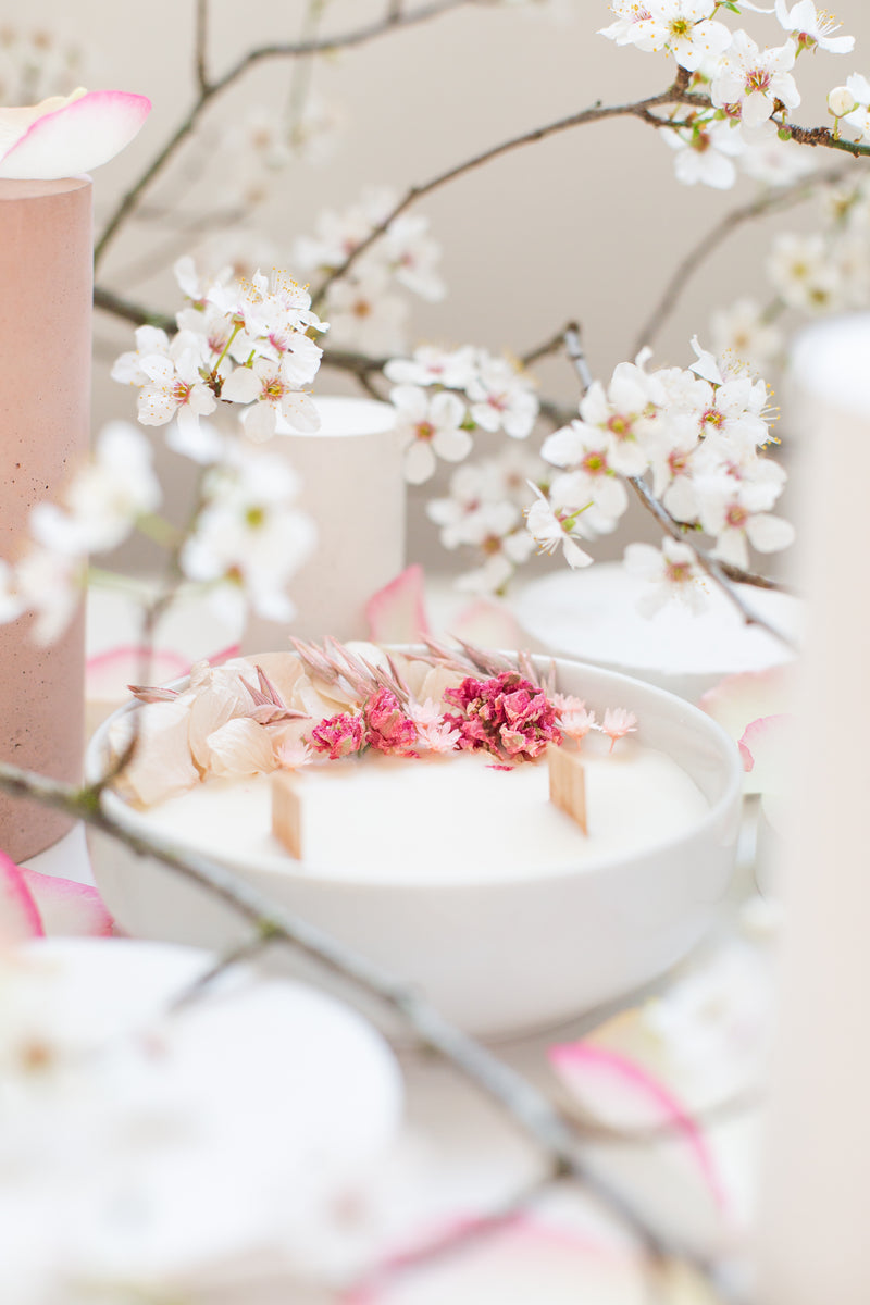bougie fleurs séchées parfumée vegan organic cocoon 