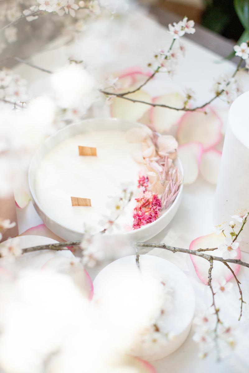 bougie fleurs séchées parfumée vegan organic cocoon 