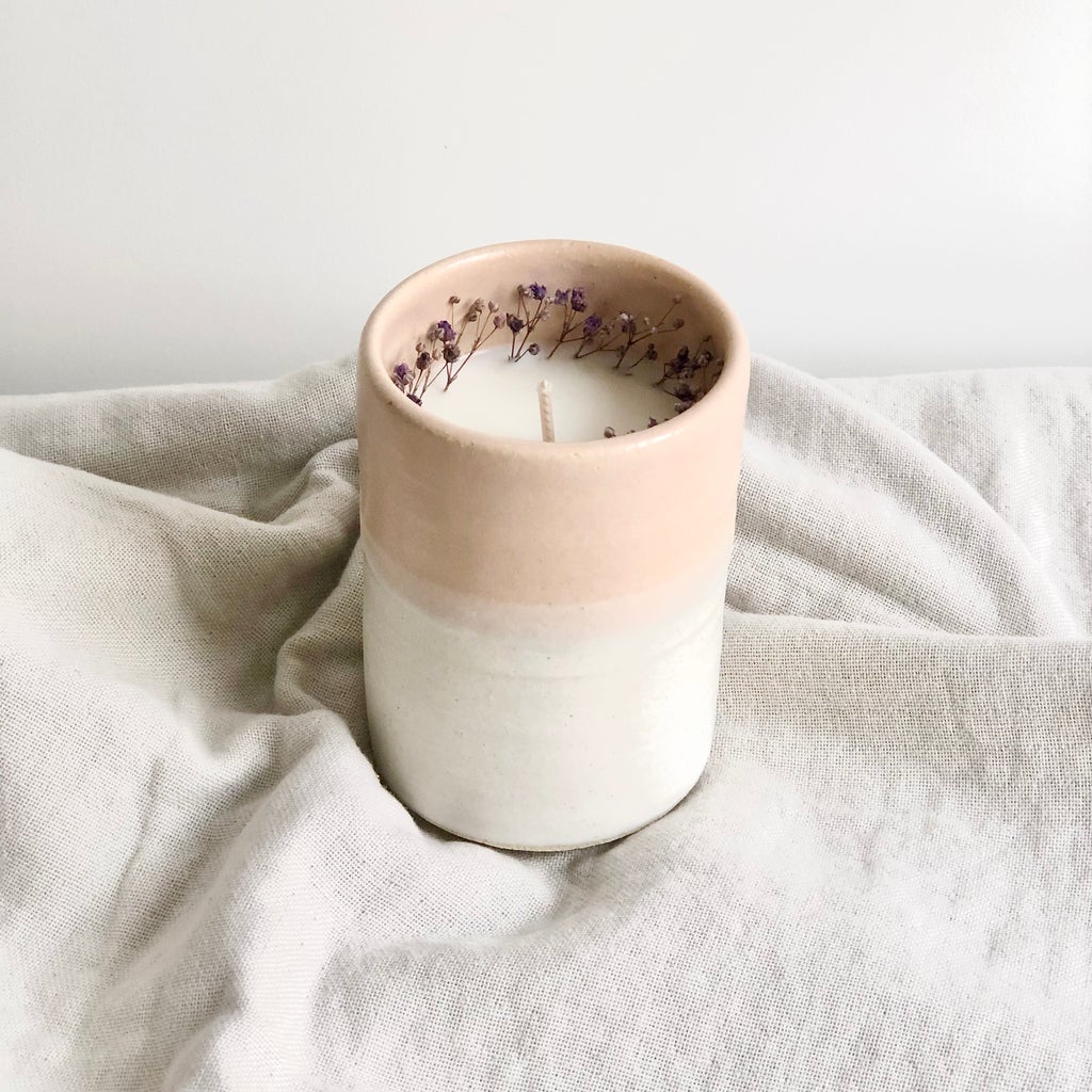 Bougie Fleurie en Céramique - Lilas