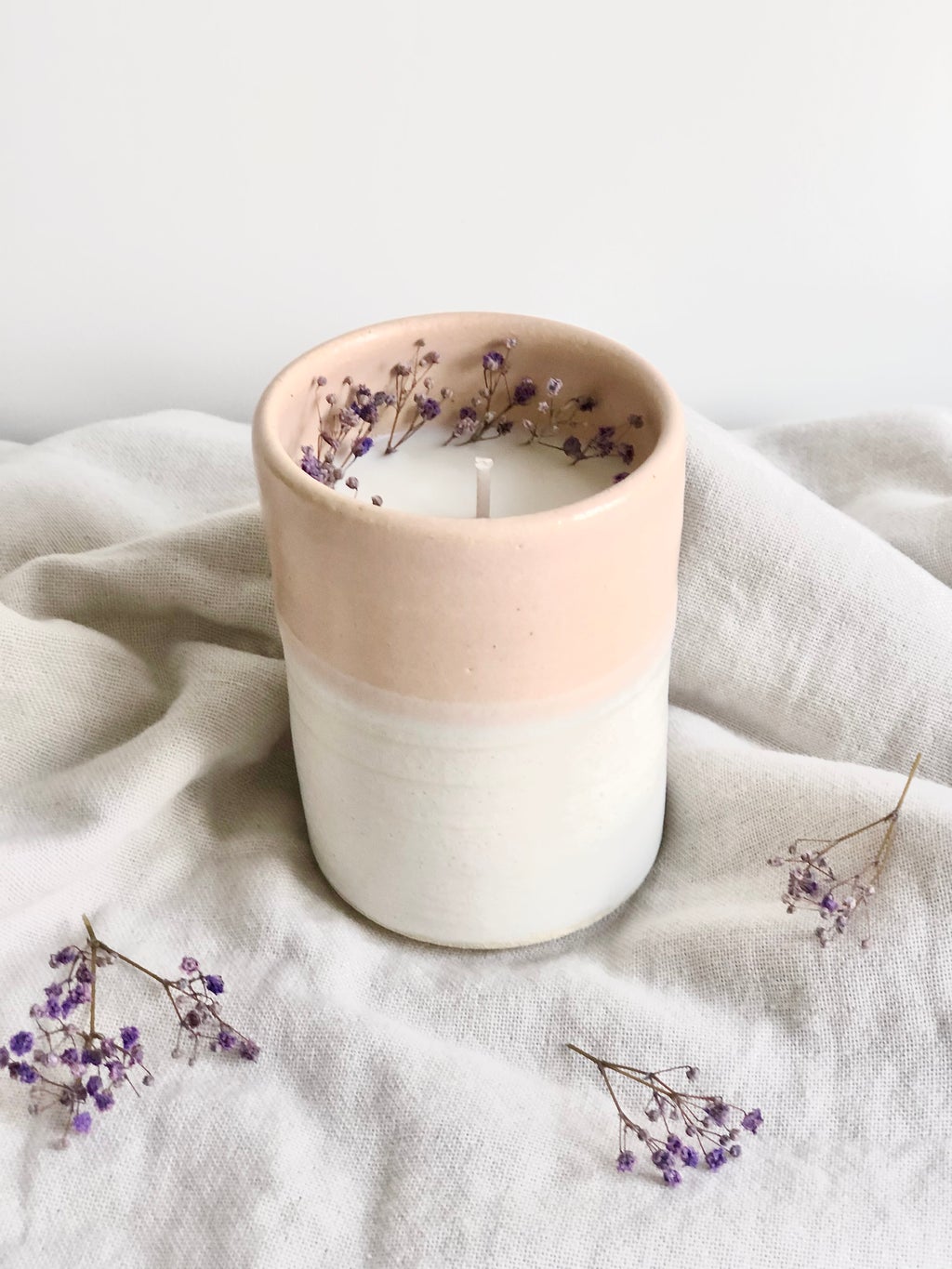 Bougie Fleurie en Céramique - Lilas