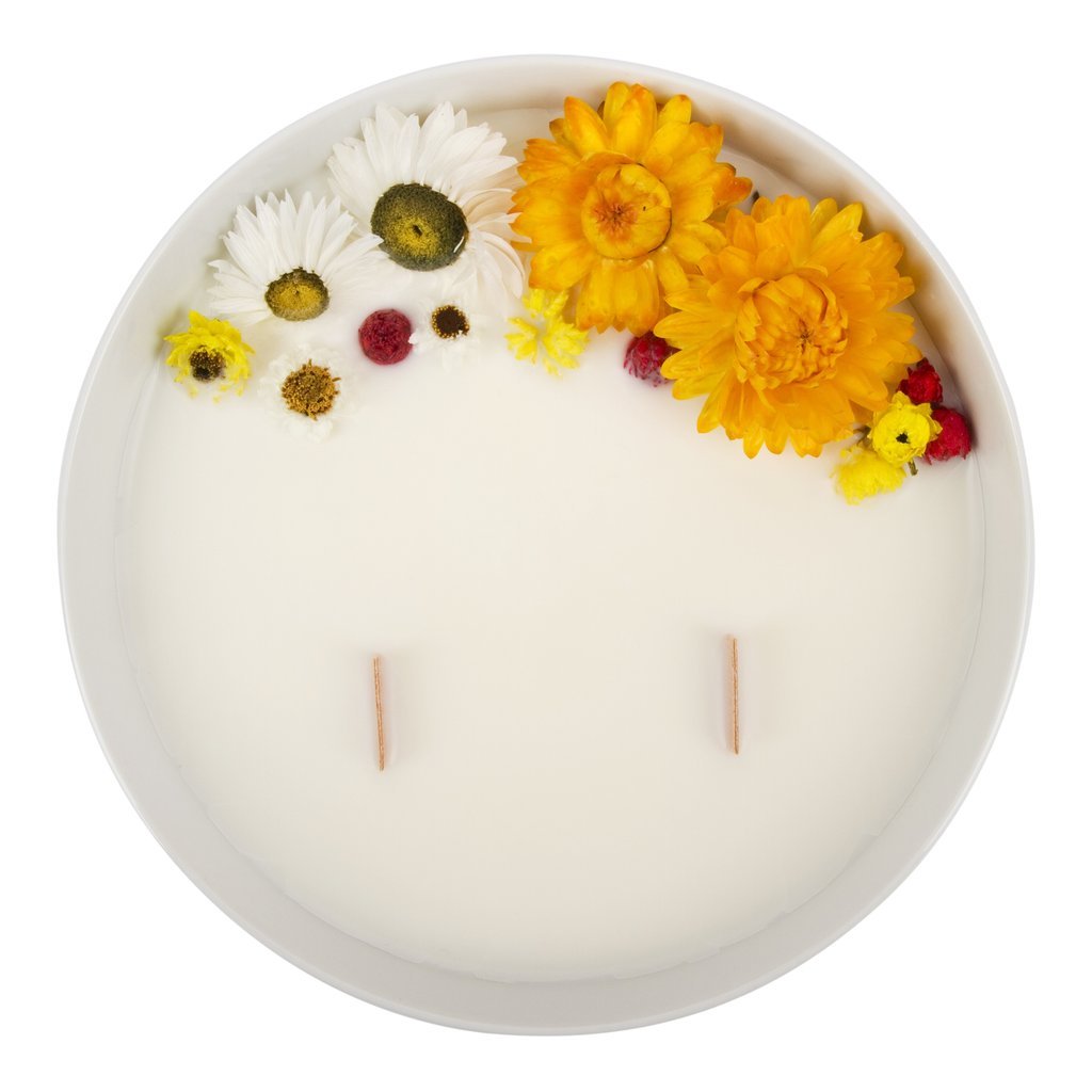Bougie Fleurie au Citron - Grande - Flower Candle - Dried Flowers - Bougie Fleurie - Bougie Bio Vegan - Bougie Paris Organic Cocoon