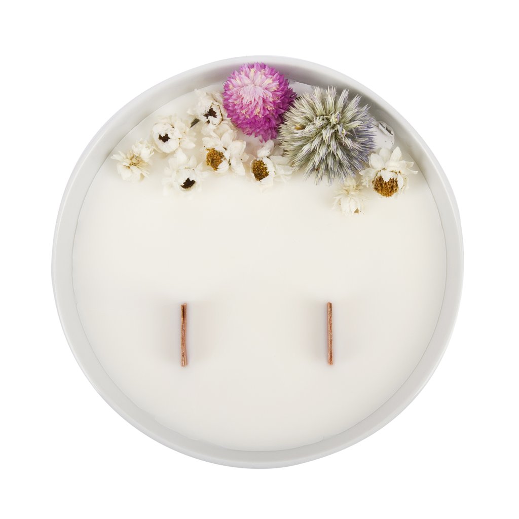 Bougie Fleurie au Jasmin - Moyenne - Flower Candle - Dried Flowers - Bougie Fleurie - Bougie Bio Vegan - Bougie Paris Organic Cocoon