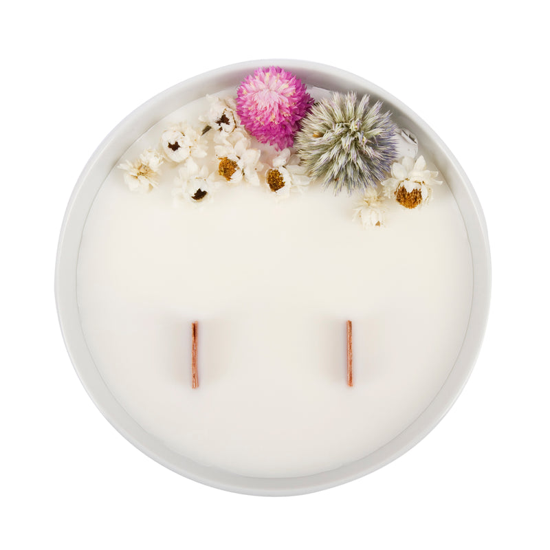 Bougie Fleurie au Jasmin - Moyenne - Flower Candle - Dried Flowers - Bougie Fleurie - Bougie Bio Vegan - Bougie Paris Organic Cocoon