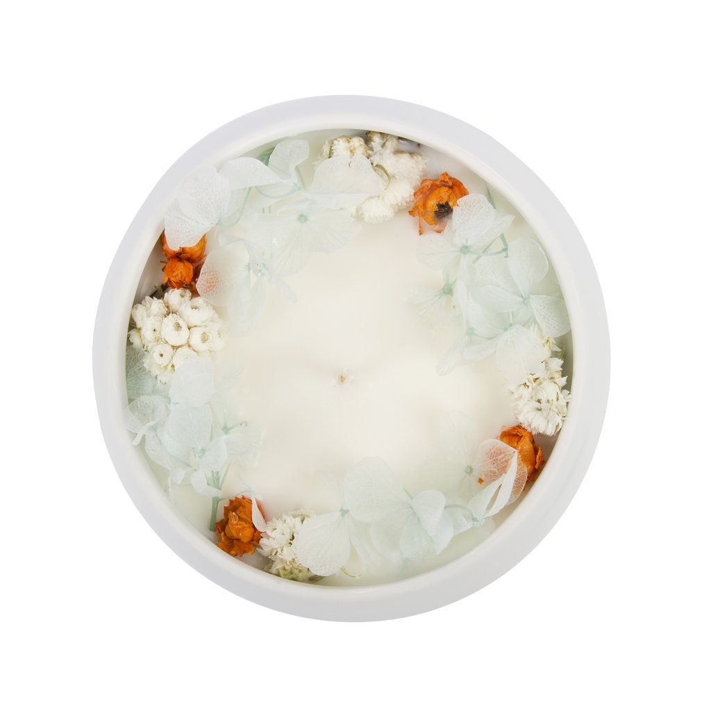 Bougie Fleurie à la Fleur d'Oranger - Écrin - Flower Candle - Dried Flowers - Bougie Fleurie - Bougie Bio Vegan - Bougie Paris Organic Cocoon