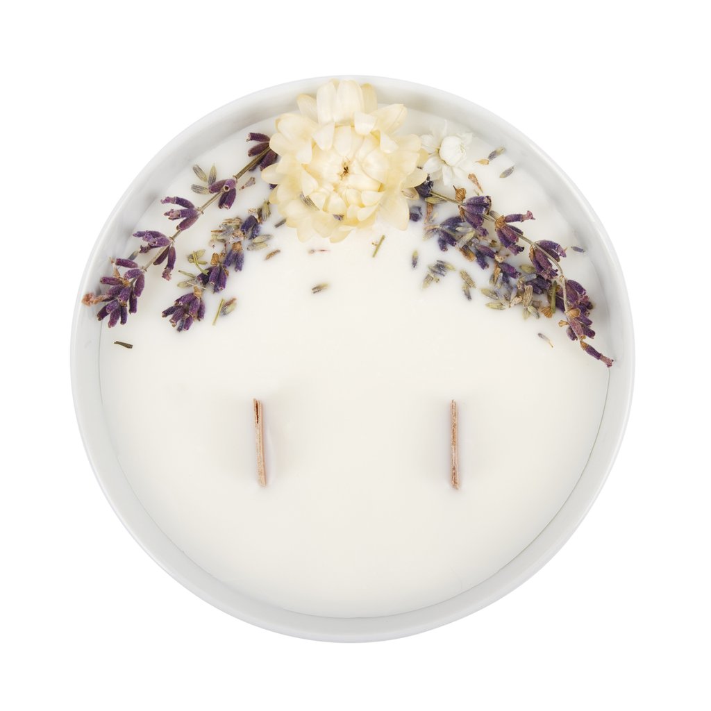 Bougie Fleurie à la Lavande - Moyenne - Flower Candle - Dried Flowers - Bougie Fleurie - Bougie Bio Vegan - Bougie Paris Organic Cocoon