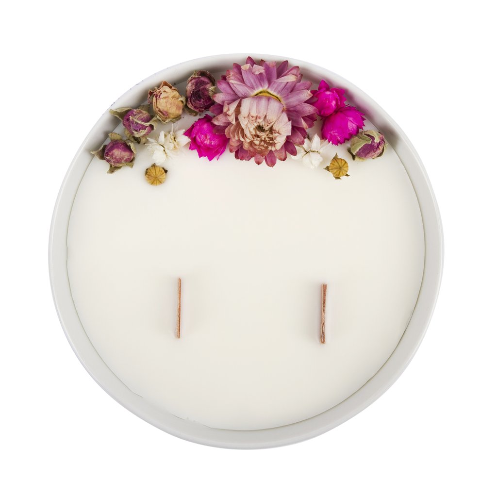 Bougie Fleurie à la Rose - Moyenne - Flower Candle - Dried Flowers - Bougie Fleurie - Bougie Bio Vegan - Bougie Paris Organic Cocoon