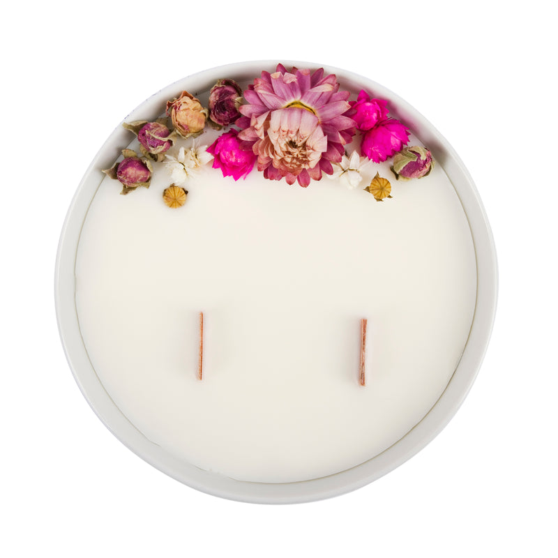 Bougie Fleurie à la Rose - Moyenne - Flower Candle - Dried Flowers - Bougie Fleurie - Bougie Bio Vegan - Bougie Paris Organic Cocoon