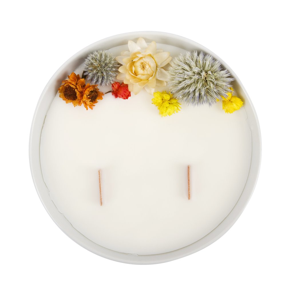 Bougie Fleurie à la Menthe - Moyenne - Flower Candle - Dried Flowers - Bougie Fleurie - Bougie Bio Vegan - Bougie Paris Organic Cocoon