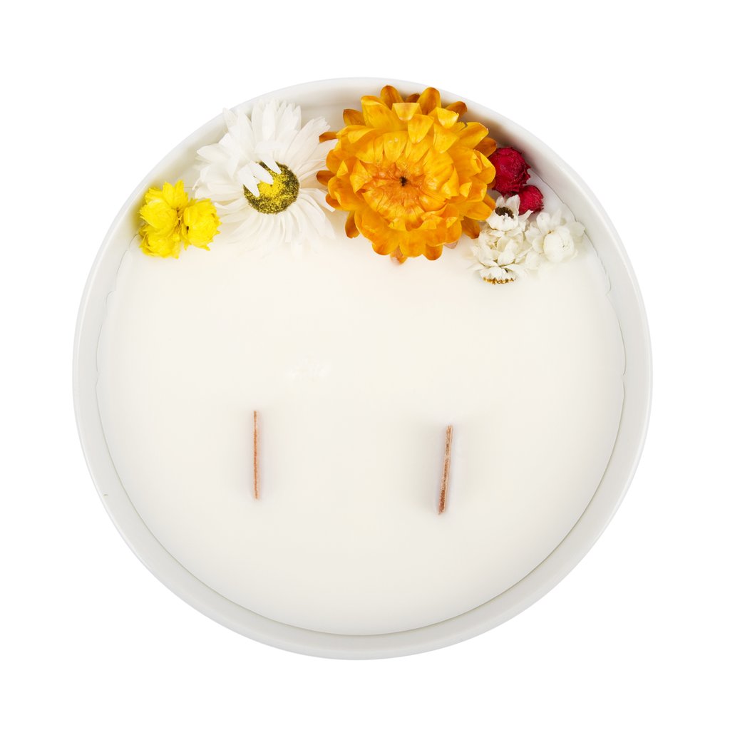 Bougie Fleurie au Citron - Moyenne - Flower Candle - Dried Flowers - Bougie Fleurie - Bougie Bio Vegan - Bougie Paris Organic Cocoon