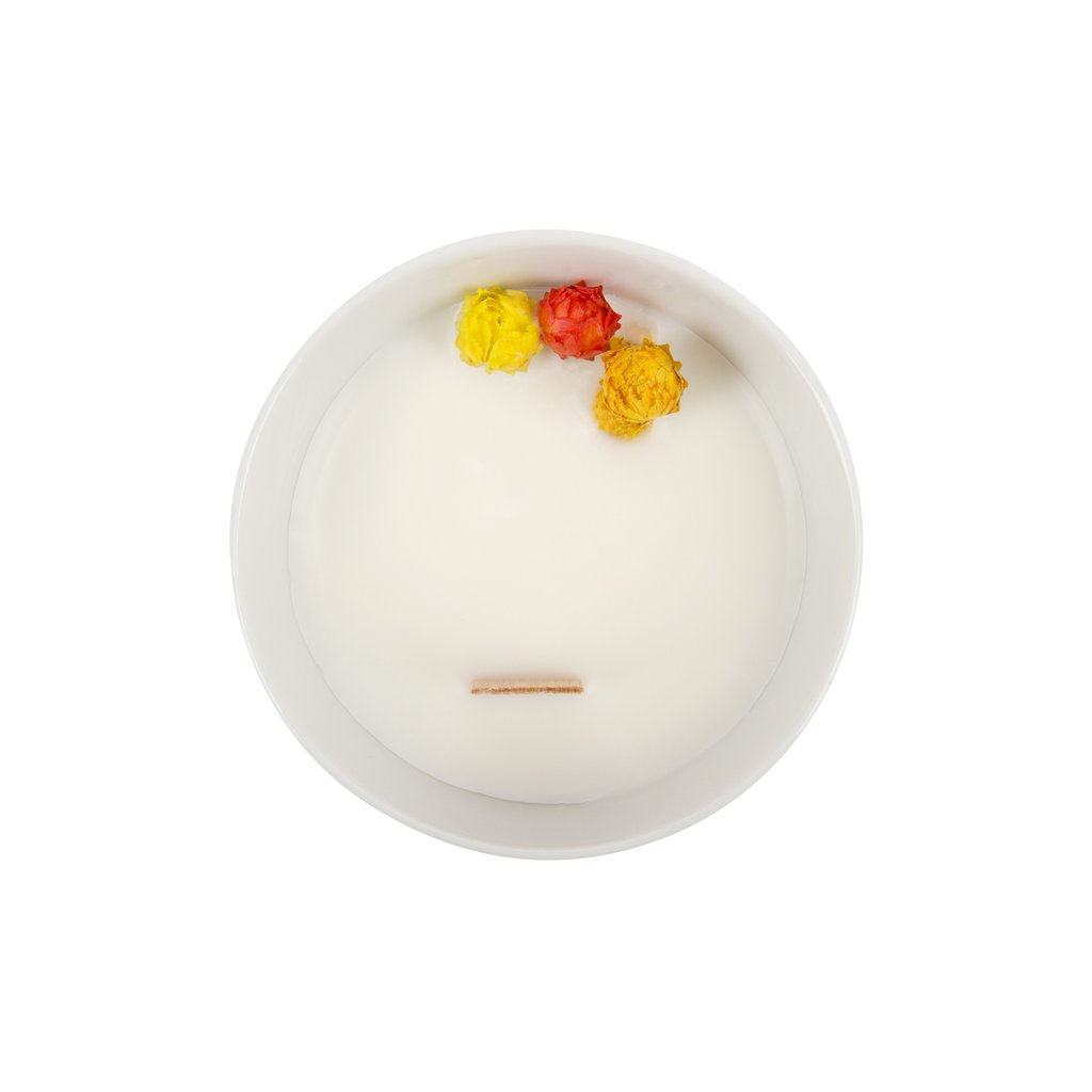 Bougie Fleurie au Citron - Petite - Flower Candle - Dried Flowers - Bougie Fleurie - Bougie Bio Vegan - Bougie Paris Organic Cocoon