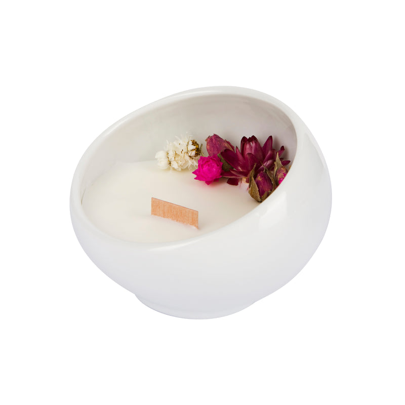 Bougie Fleurie à la Rose - Cocon - Flower Candle - Dried Flowers - Bougie Fleurie - Bougie Bio Vegan - Bougie Paris Organic Cocoon
