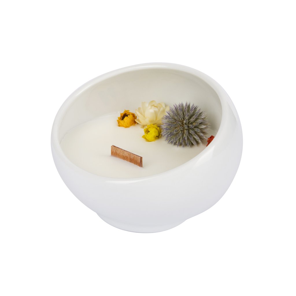 Bougie Fleurie à la Menthe - Cocon - Flower Candle - Dried Flowers - Bougie Fleurie - Bougie Bio Vegan - Bougie Paris Organic Cocoon