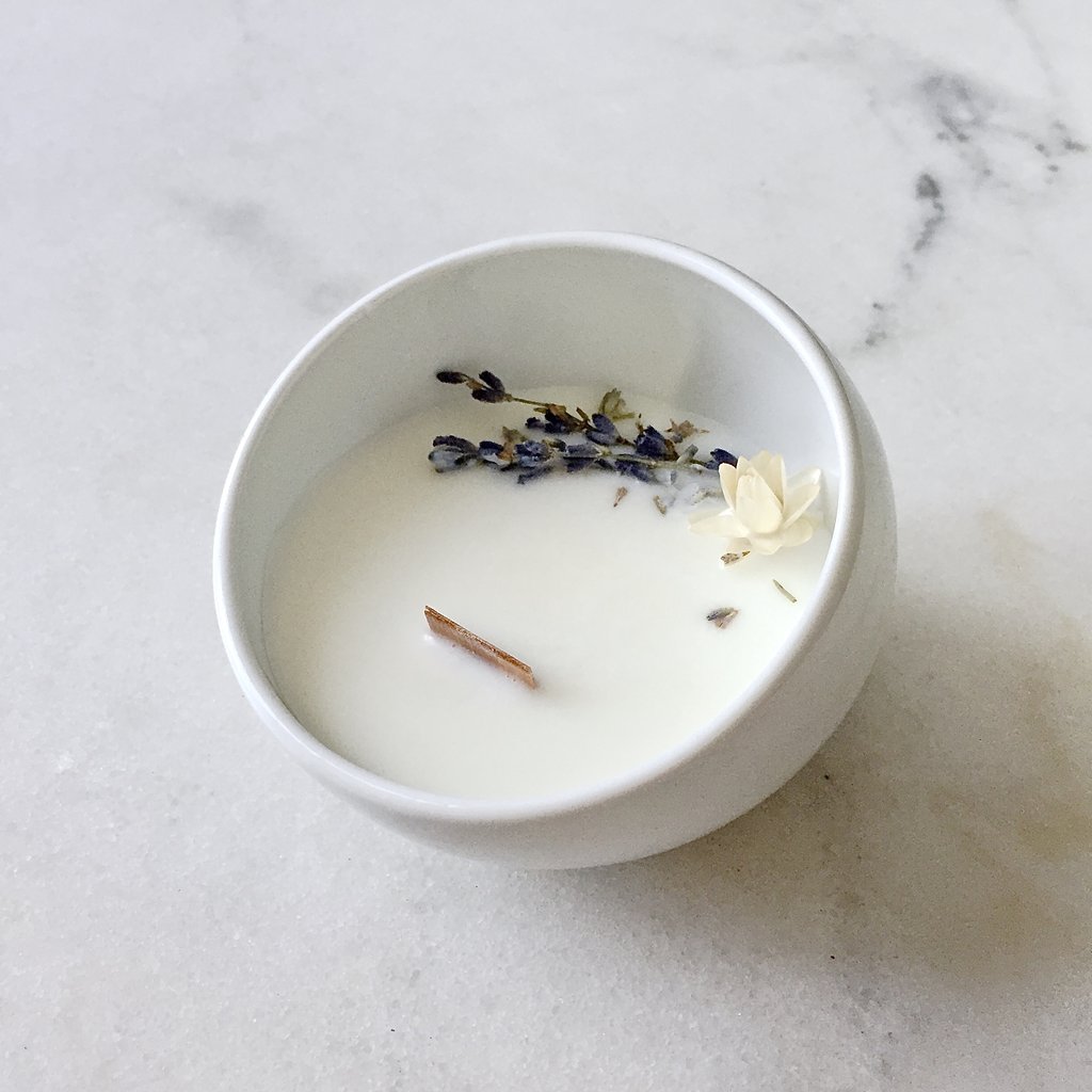 Bougie Fleurie à la Lavande - Cocon - Flower Candle - Dried Flowers - Bougie Fleurie - Bougie Bio Vegan - Bougie Paris Organic Cocoon