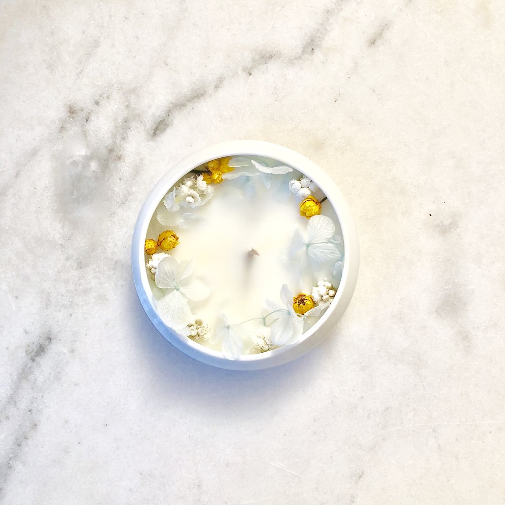 Bougie Fleurie à la Fleur d'Oranger - Écrin - Flower Candle - Dried Flowers - Bougie Fleurie - Bougie Bio Vegan - Bougie Paris Organic Cocoon