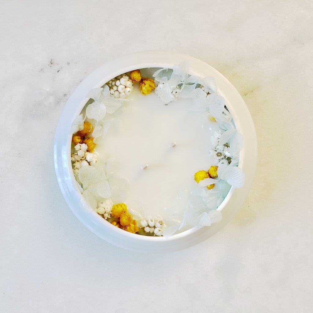 Bougie Fleurie à la Fleur d'Oranger - Trésor - Flower Candle - Dried Flowers - Bougie Fleurie - Bougie Bio Vegan - Bougie Paris Organic Cocoon
