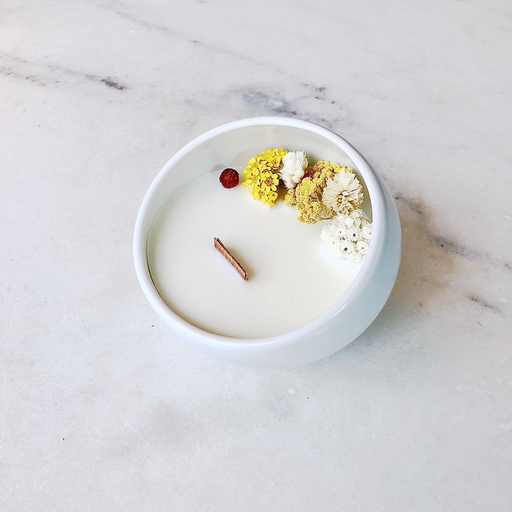 Bougie cocon Fleurie Vanille organic cocoon vegan bougie vanilla candle bio flower candle