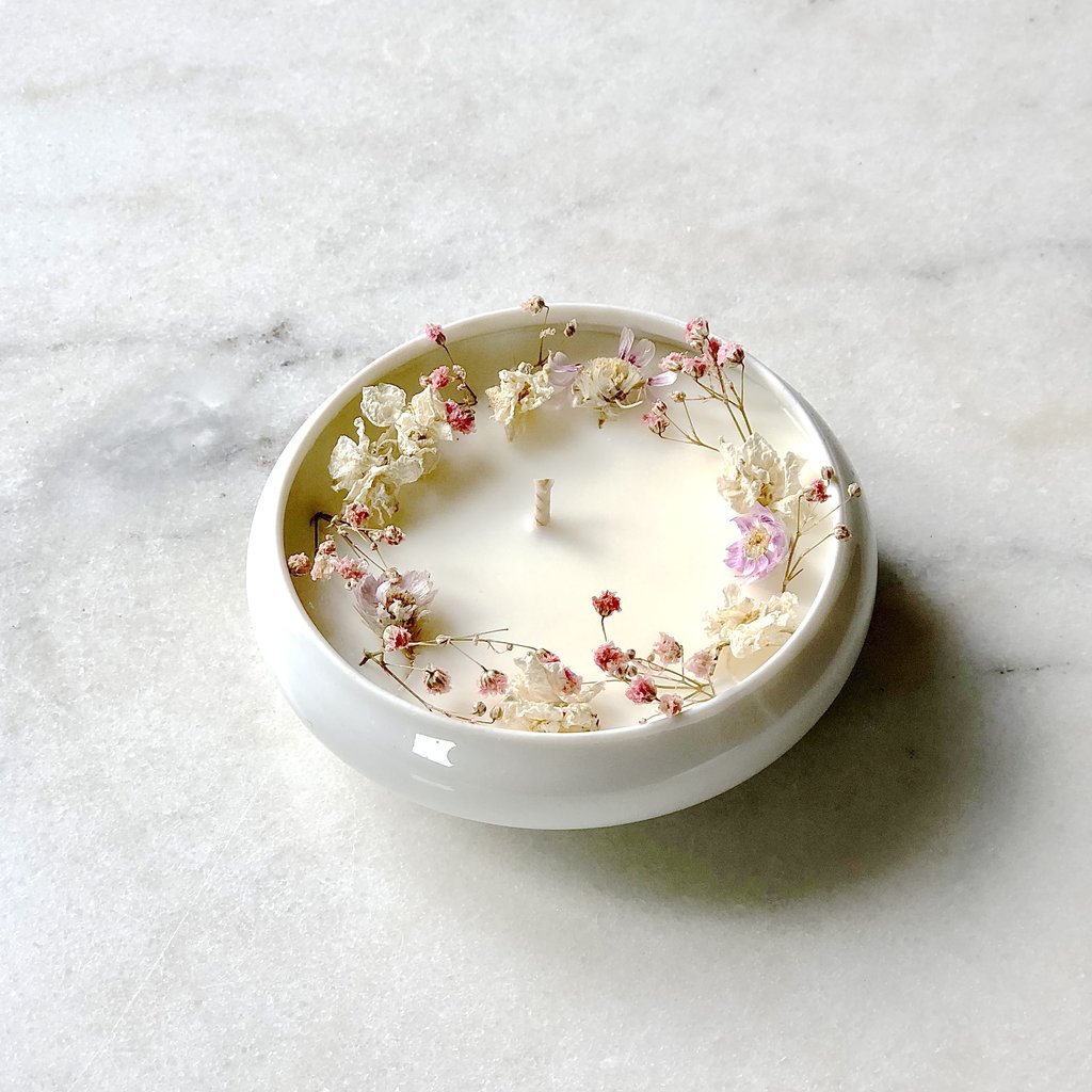 Bougie Fleurie au Géranium - Écrin - Flower Candle - Dried Flowers - Bougie Fleurie - Bougie Bio Vegan - Bougie Paris Organic Cocoon