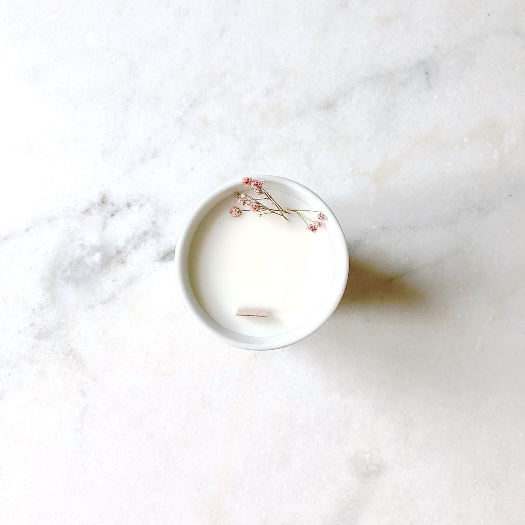 Bougie Fleurie au Géranium - Petite - Flower Candle - Dried Flowers - Bougie Fleurie - Bougie Bio Vegan - Bougie Paris Organic Cocoon