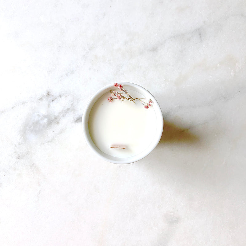 Bougie Fleurie au Géranium - Petite - Flower Candle - Dried Flowers - Bougie Fleurie - Bougie Bio Vegan - Bougie Paris Organic Cocoon