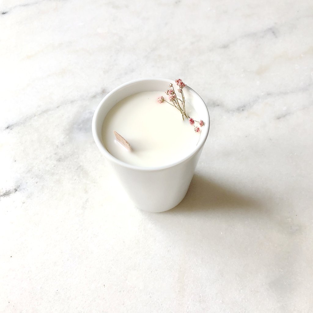 Bougie Fleurie au Géranium - Petite - Flower Candle - Dried Flowers - Bougie Fleurie - Bougie Bio Vegan - Bougie Paris Organic Cocoon