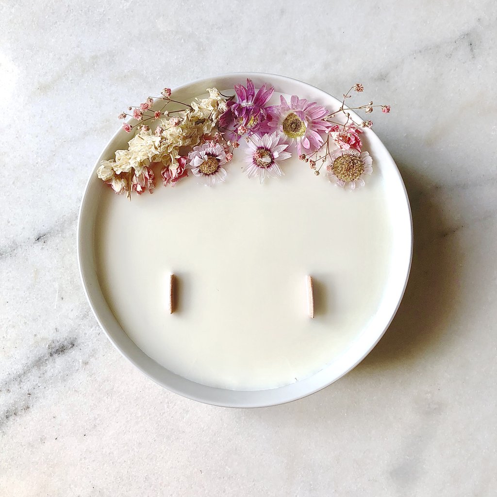 Bougie Fleurie au Géranium - Grande - Flower Candle - Dried Flowers - Bougie Fleurie - Bougie Bio Vegan - Bougie Paris Organic Cocoon