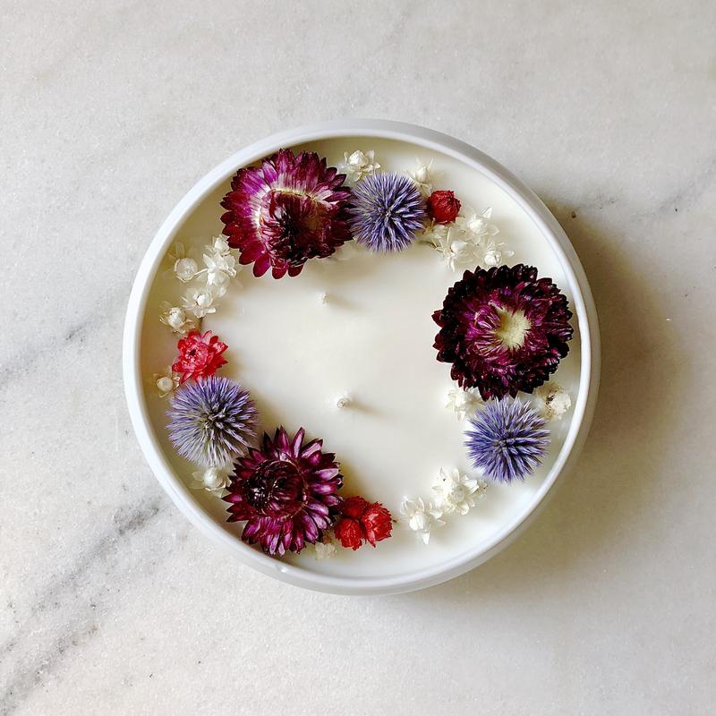 Bougie Fleurie à l'Ylang-Ylang - Trésor - Flower Candle - Dried Flowers - Bougie Fleurie - Bougie Bio Vegan - Bougie Paris Organic Cocoon