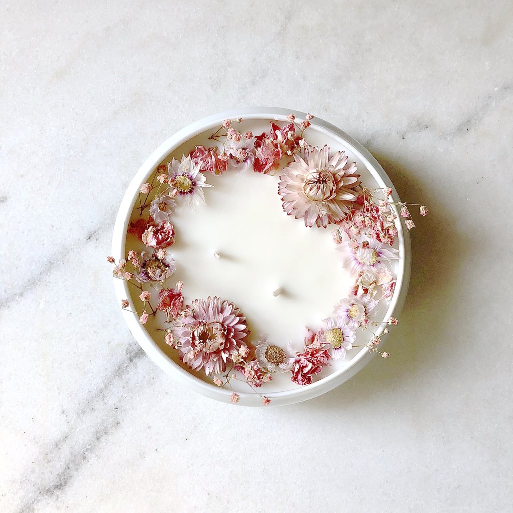 Bougie Fleurie au Géranium - Trésor - Flower Candle - Dried Flowers - Bougie Fleurie - Bougie Bio Vegan - Bougie Paris Organic Cocoon