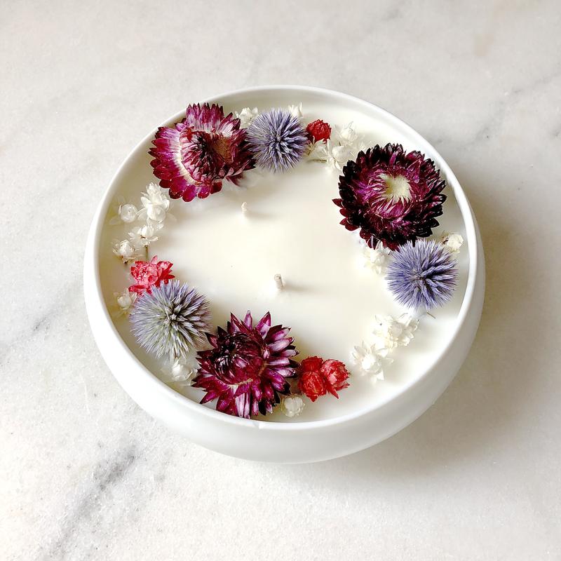 Bougie Fleurie à l'Ylang-Ylang - Trésor - Flower Candle - Dried Flowers - Bougie Fleurie - Bougie Bio Vegan - Bougie Paris Organic Cocoon