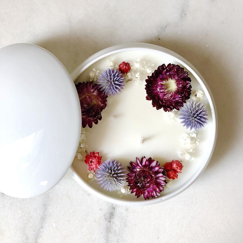 Bougie Fleurie à l'Ylang-Ylang - Trésor - Flower Candle - Dried Flowers - Bougie Fleurie - Bougie Bio Vegan - Bougie Paris Organic Cocoon