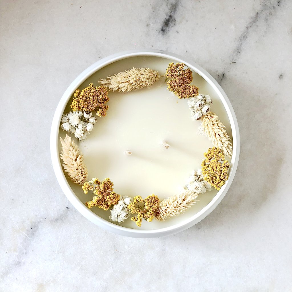 bougie fleurie trésor organic cocoon vanille fleurs séchées