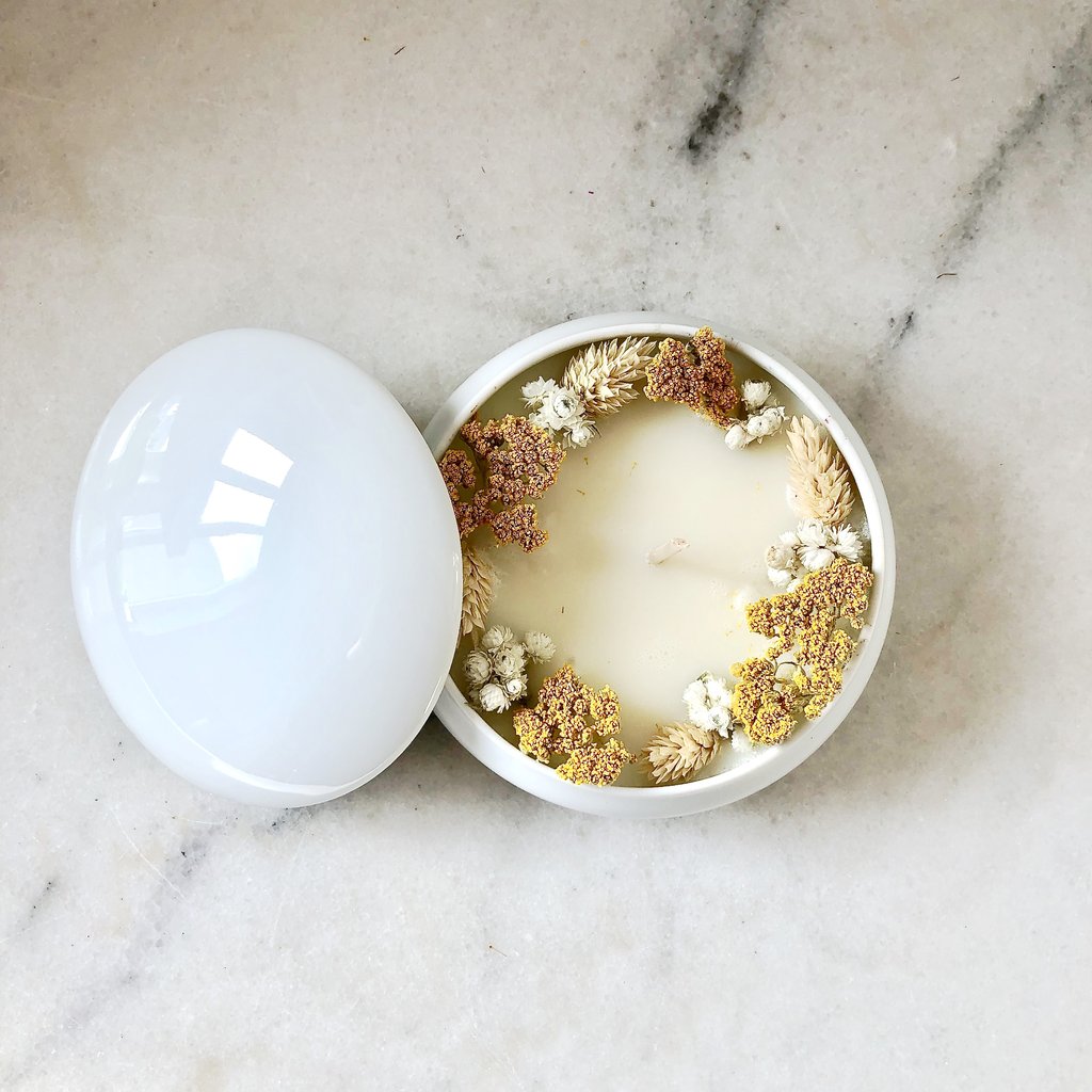 bougie fleurie écrin organic cocoon vanille fleurs séchées