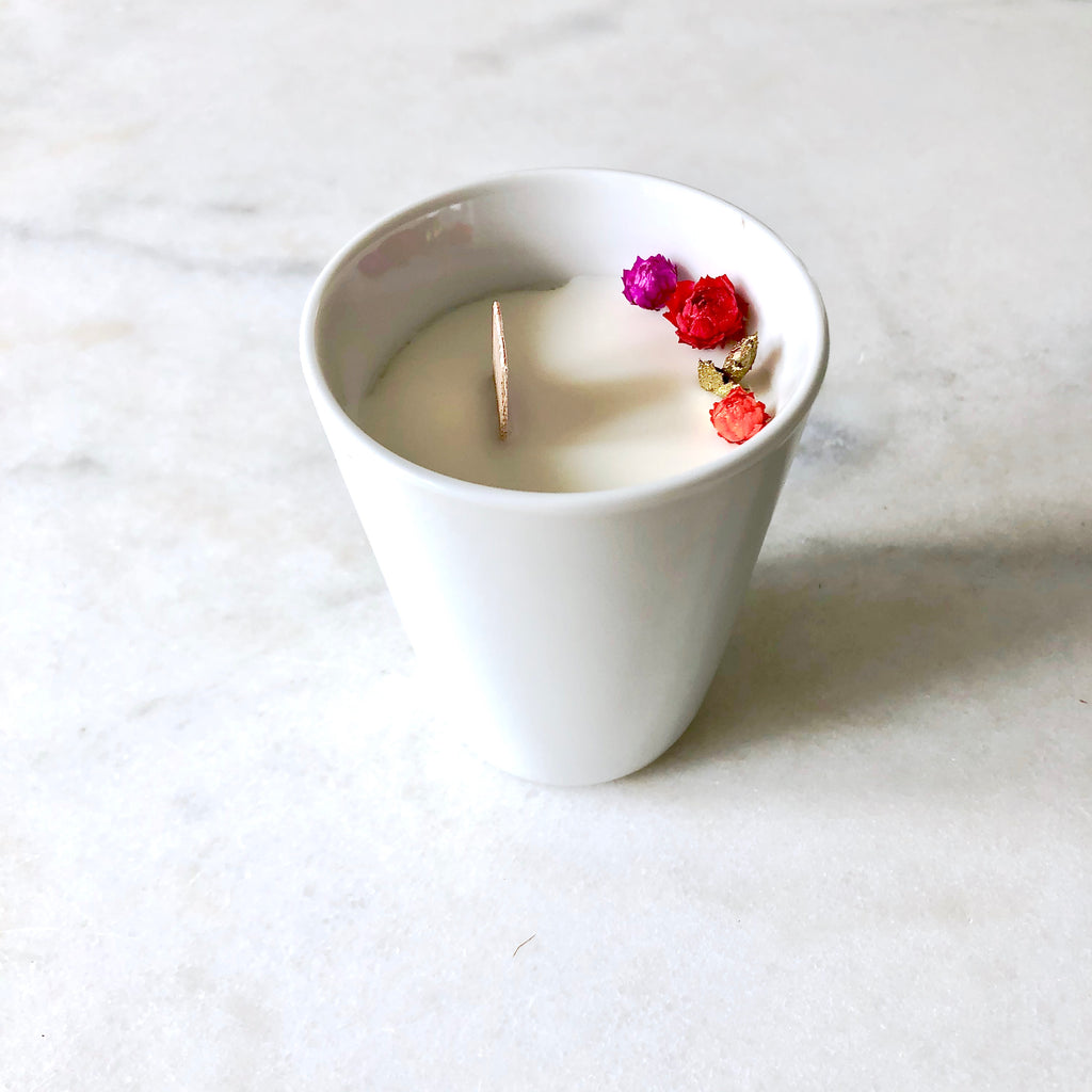 bougie fleurie organic cocoon encens patchouli méditation yoga fleurs séchées