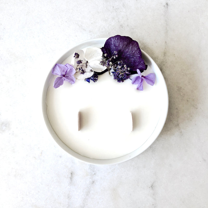 bougie fleurie organic cocoon violette toulouse fleurs séchées