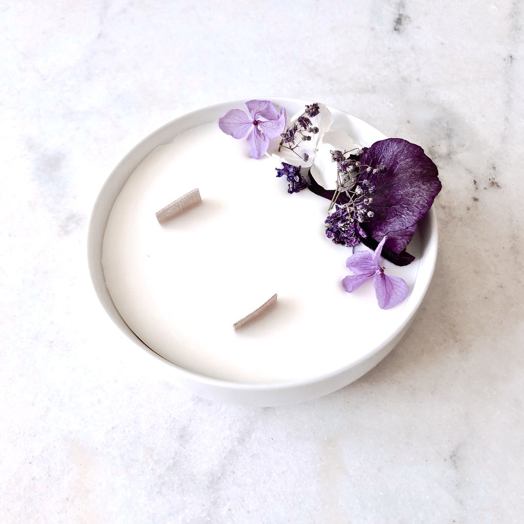 bougie fleurie organic cocoon violette toulouse fleurs séchées