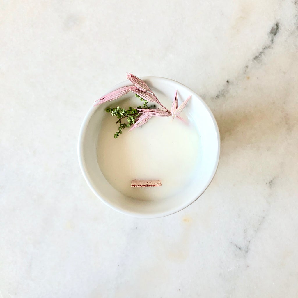 bougie fleurie organic cocoon à l'ombre du figuier made in france fleurs séchées petite aromathérapie