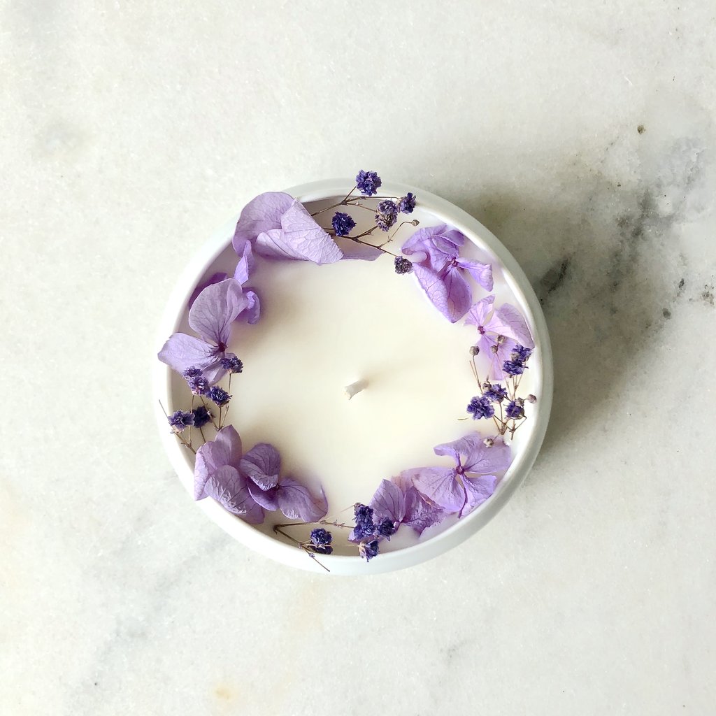 bougie fleurie violette purple organic cocoon bougie florale fleurs séchées paris vegan france