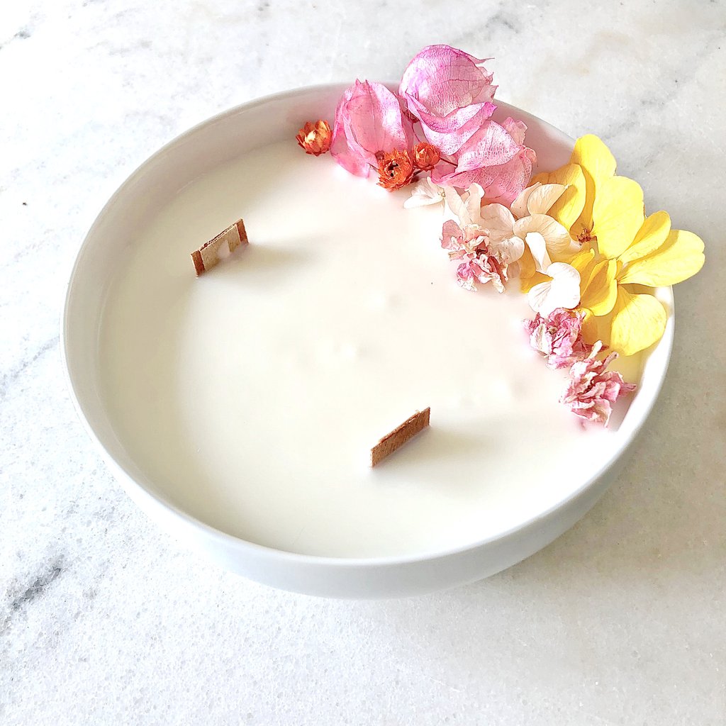 bougie fleurie organic cocoon azalée fleurs séchées