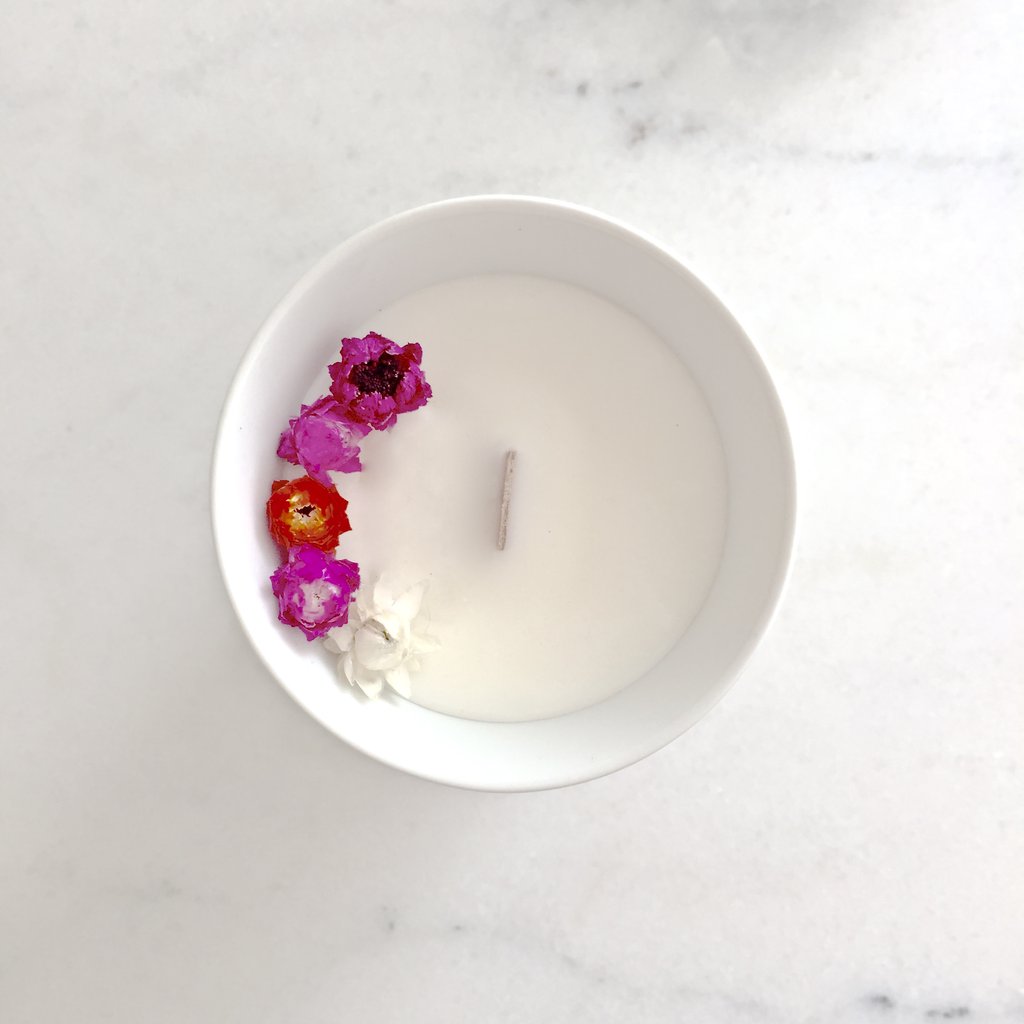Bougie Fleurie à l'Ylang Ylang - Petite - Flower Candle - Dried Flowers - Bougie Fleurie - Bougie Bio Vegan - Bougie Paris Organic Cocoon