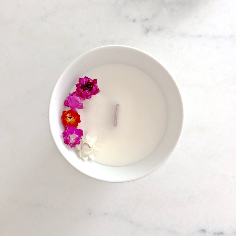 Bougie Fleurie à l'Ylang Ylang - Petite - Flower Candle - Dried Flowers - Bougie Fleurie - Bougie Bio Vegan - Bougie Paris Organic Cocoon
